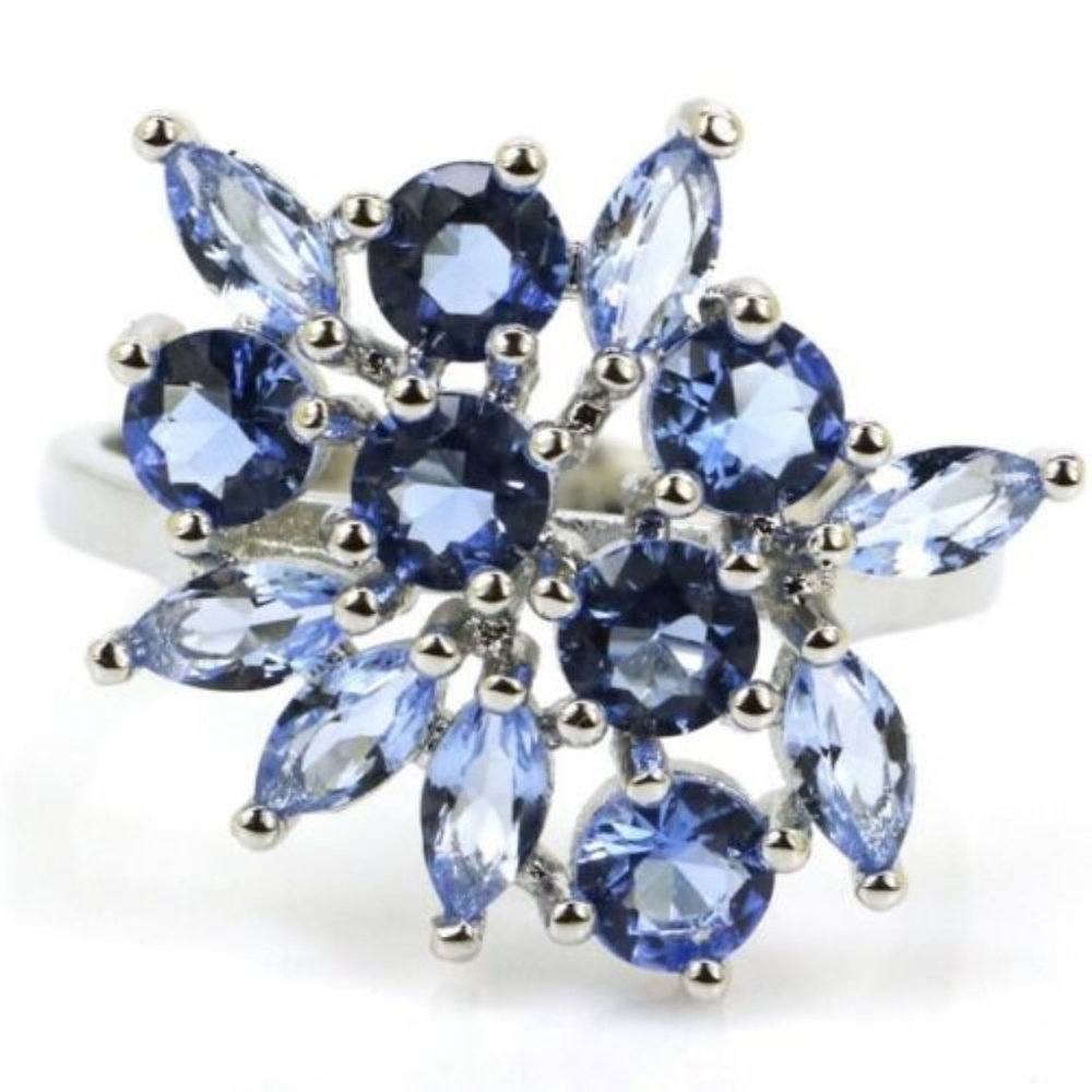 Blue Violet Tanzanite Sterling Silver Ring Size 6